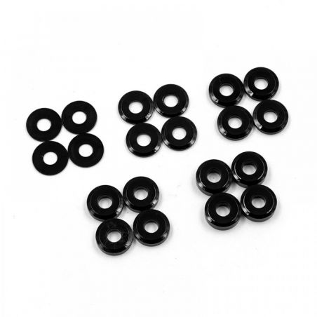 YEAH RACING ALUMINIUM M3 X 8MM FLAT WASHER 0.5 / 1 / 1.5 / 2 / 2.5 4PCS EACH YA-0731BK