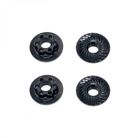 Team Associated FT Nuts, M4 Low Profile Wheel Nuts, black AE92254