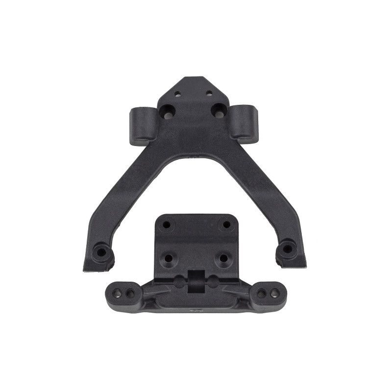 Team Associated RC10B6.4 FT Front Top Plate and Ballstud Mount, angled, carbon AE71183
