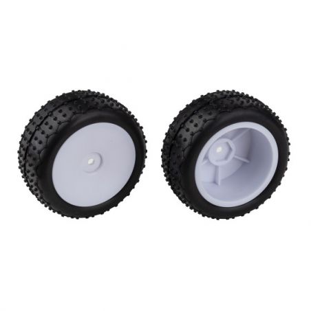 Team Associated Reflex 14 Mini Pin Tires, Wide Wheels, mounted, white 21596