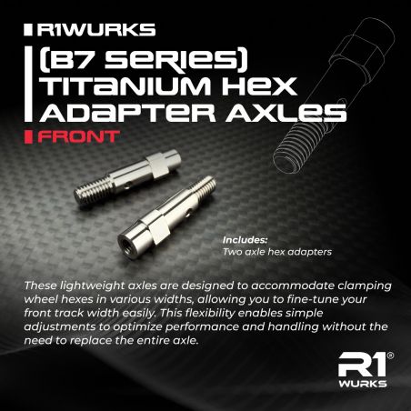 R1WURKS (B7 Series) Titanium Hex Adapter Axles, Front 900125