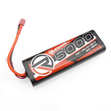 RUDDOG 5000mAh 50C 7.6V LiPo-HV Round Stick Pack Battery with T-Style Plug RP-0804-TPL