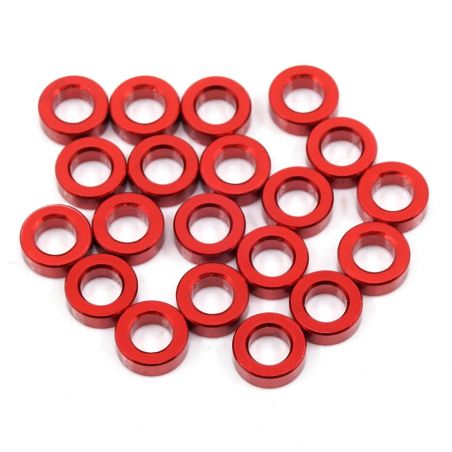2mm Aluminum M3 Flat Washer 20pcs Red Yeah Racing YA-0395RD