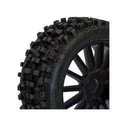 1/8 MAXI CROSS HOBBYTECH - montes colles sur jantes noires a batons Hex.17mm HTR-T458B