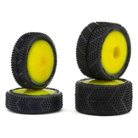 UpGrade RC Micro Spiker Pre-Mounted Front and Rear Carpet Tires for Losi Micro-B (Yellow) UPG-10011-Y