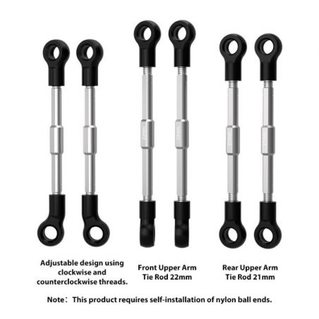 NYLON+STAINLESS STEEL ADJUSTABLE TIE RODS FOR LOSI 1/24 MICRO-B / 1/28 MICRO-T 2S GPM Racing