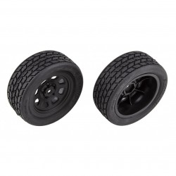 Team Associated SR10 Front Wheels with Street Stock Tires, mounted - AE71194