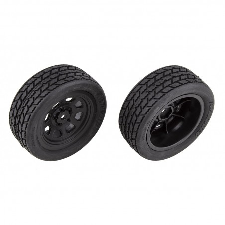 Team Associated SR10 Front Wheels with Street Stock Tires, mounted - AE71194