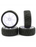 Team Powers - 1:10 Front Wheel Treaded Tire - 7 spoke ( Pre-Glued,  1set 4pcs) TPR-TPG_FWTT34-H