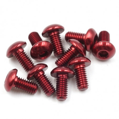 3x6mm Aluminum 7075 Hex Socket Button Head Screws 10pcs Red - yeah racing AHP-306RD