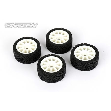 CARTEN M-Rally Tires+Wheels 10 Spoke White +1mm (4PCS) - NBA330