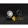 Solaris 28-J 1/10 High-Performance Mini Slick Tire Set Spoke Wheel White (4 pcs/set) S-M28J0M2W