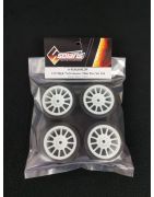 Solaris 28-J 1/10 High-Performance Mini Slick Tire Set Spoke Wheel White (4 pcs/set) S-M28J0M2W