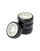 Solaris 36-J 1/10 High-Performance Slick Tire Set J Spoke Wheel White (4 pcs/set) S-T36JGM4W